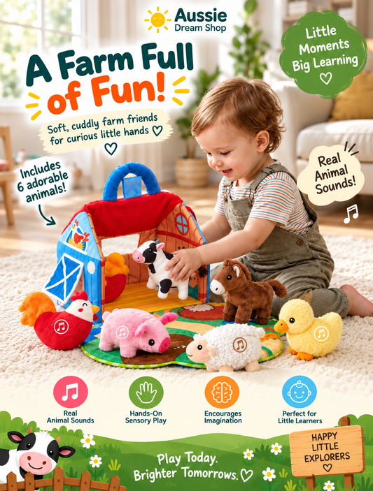 Plush Farm Animal Play Set with Real Sounds